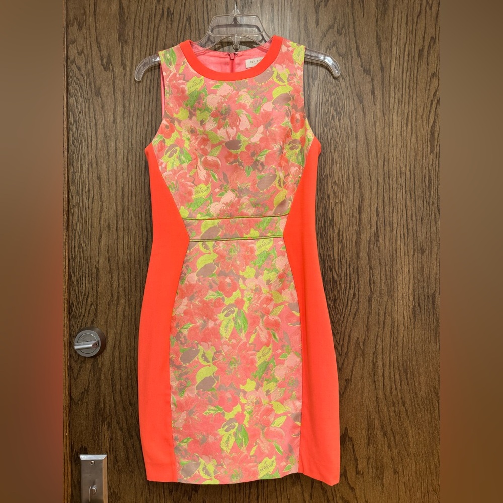 Ted Baker Sleeveless Dress - Orange and Pink